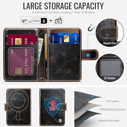 for Magsafe Magnetic Phone Wallet Card Holder, Luxury Coffee - color: Luxury Coffee