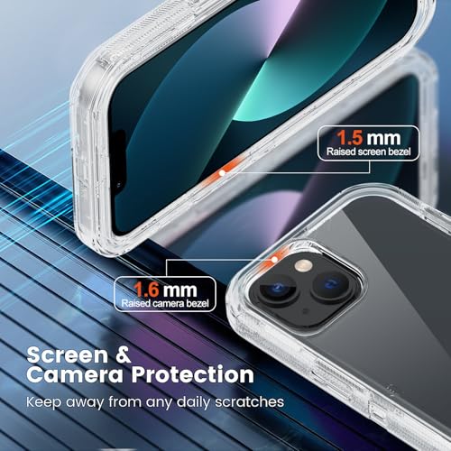 for iPhone 13 Case with 2 Screen Protector,Shockproof Drop Protection Full Body Heavy Duty 3 Layer Military Rugged Durable Phone Cover for Apple iPhone 13 6.1" (Clear) - color: Clear