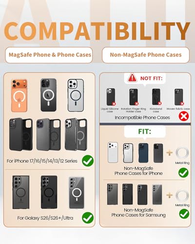Ultra-Thin Magnetic Phone Ring Holder Grip for Magsafe Accessories - color: silver