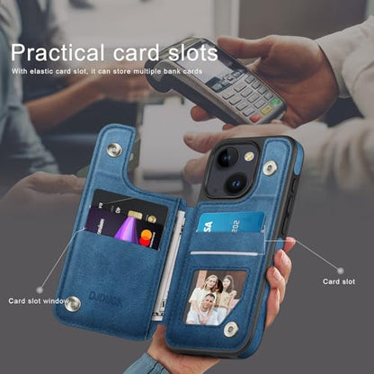 DJDUCK Designed for iPhone 15 Case Wallet with Card Holder, [Magnetic Clasp Cover] [RFID Blocking Leather Protection] Shockproof Women Men Cases 6.1 Inch for Apple 15 Bright Blue - color: Bright Blue