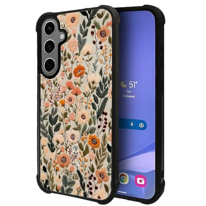 for Samsung Galaxy S24 Plus/S25 Plus Case,Soft Silicone Shockproof Bumper Camera Protection Phone Case-Dark Embroidery Flower - color: Dark Embroidery Flower, size: Samsung Galaxy S24 Plus/S25 Plus