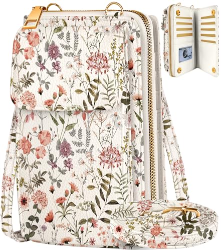 Leather Cell Phone Purse Crossbody Bag for Women | Adjustable Shoulder Strap, Card Slots, Secure Wallet Interior, Cute Pattern Styles, Small Carry for Travel and Daily Use - color: Flower