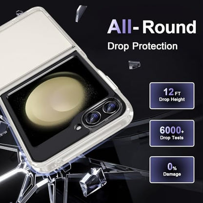 Case for Samsung Galaxy Z Flip 5, Military Grade Drop Protection Phone Case, Yellowing Resistant, Anti-Scratch Hard PC Back, Shockproof Hard Ultra-Thin Protective Cover, Clear - size: Samsung Galaxy Z Flip5