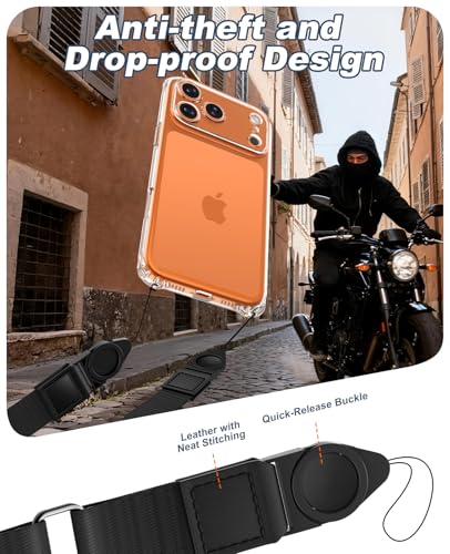 TiMOVO Phone Lanyard Crossbody for iPhone 17 Series Case, Adjustable Anti-Theft Phone Strap with Quick Release Buckle - color: Black