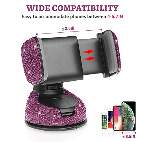 eing Car Phone Mount Cell Phone Holder with One More Air Vent Base,Bling Crystal Universal Phone Mount Holder Cradle for Dashboard,Windshield and Air Vent,Purple - color: G-Purple