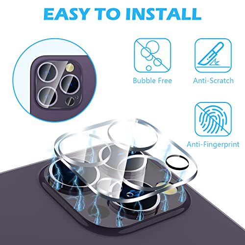 imluckies [3 Pack Camera Lens Protector for iPhone 14 Pro / 16 Pro & iPhone 14 Pro Max / 16 Pro Max, 9H Tempered Glass Film with Anti-Flash Ring, HD Clear, Scratch Resistant, Case Friendly - size: 16/14 Pro Max-Clear