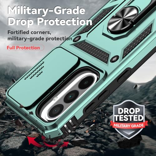 for Samsung Galaxy A36 5G Case with Slide Camera Cover HD Screen Protector [Military Grade 16ft. Drop Tested] Magnetic Ring Holder Kickstand Protective Phone Case for Galaxy A36 5G 2025, Dark Green - color: Dark Green w/ Slide Camera 2nd gen. Military Gra