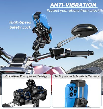 VAZESWIN Motorcycle Phone Mount with Vibration Dampener, Bike Phone Holder
