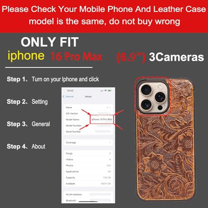 Wallet Real Leather Case Compatible With iPhone 16 Pro Max 6.9" | Genuine Leather,Shockproof,Anti-Fall Case,Flip Cover,with Card Slot,Double Magnetic Buckle,Kickstand,RFID Blocking Brown - color: Brown, size: 6.9"-16 Pro Max