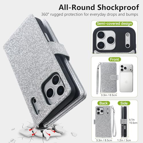 Varikke Wallet Case for iPhone 17 Pro Compatible with Magsafe, Silver - color: (Compatible with MagSafe) Silver, size: iPhone 17 Pro 6.3"