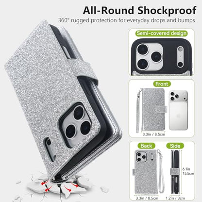 Varikke Wallet Case for iPhone 17 Pro Compatible with Magsafe, Silver - color: (Compatible with MagSafe) Silver, size: iPhone 17 Pro 6.3"