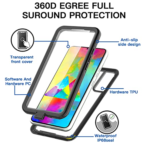 AICase Samsung Galaxy S22 5G 6.1 Inch Waterproof Case Snowproof Dustproof Shockproof IP68 Certified Full Body Protection Fully Sealed Underwater for Samsung S22 - color: Transparent/Green