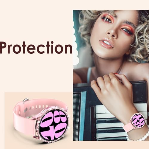 Simpeak 5-Pack Bling Screen Protector Case Compatible with Samsung Galaxy Watch 6 40mm 2023, HD Full Protection Bumper Case Cover Compatible with Galaxy Watch 6 40mm,Black,Silver,Gold,Blue,Rose Pink - size: 40mm