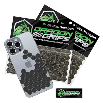Dragon Grips Black Rubber Grip Tape, 84pc Hexagon Grip Stickers, Pack of 2 - color: Black, size: 5/8" - 84pcs 2 pack