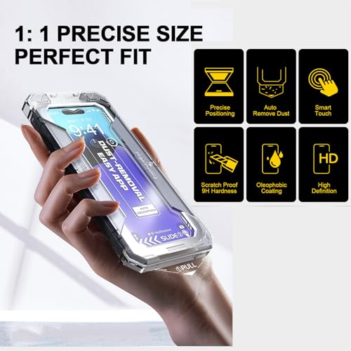 Screen Protector Fit for iPhone 17 Pro /iPhone 16 /15/14/13,Auto-Alignment One Touch,Auto Dust-Elimination Install Bubble Free, Tempered Glass Protector,Scratch Resistent (iPhone 13 Pro Max/14 Plus) - size: iPhone 13 Pro Max/14 Plus