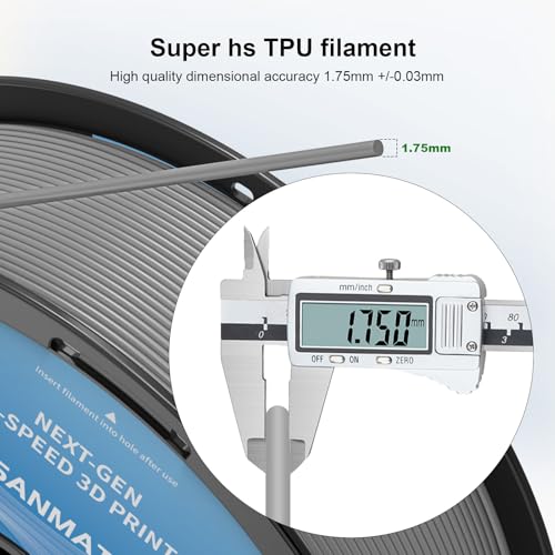 iSANMATE HS TPU Filament 1.75mm, Gray TPU 95A HF High Speed, 1kg | Flexible Tough Wear-Resistant Elastic; HF TPU 50-200mm/s; Compatible with Bambu Lab and Most FDM 3D Printer; for TPU Beginner - color: Gray, size: TPU-HS-95A