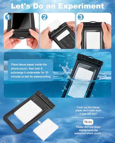 Floating Waterproof Phone Pouch 2 Pack, IP68 Dry Bag Up to 7.0" | Waterproof Phone Case fits All Smartphones, Floats in Water, Clear Underwater Shots for Beach Snorkel Cruise Kayak - size: 7.0 inch