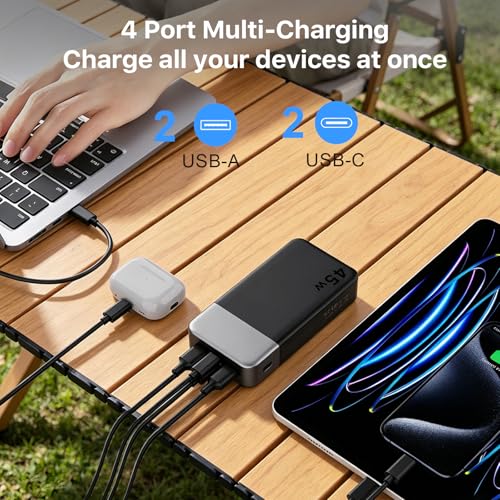 NOBIS 45W 20000mAh Portable Charger Power Bank Fast Charging - color: Black