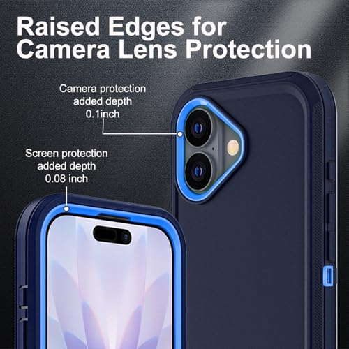 YKHJKLEC for iPhone 17 Case, Military Grade 3 in 1 Heavy Duty Shockproof/Drop Proof/Dust Proof Case with 2Pcs Tempered Glass Screen Protector (Navy Blue) - color: Navy Blue