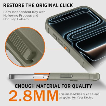 Rugged Shield Compatible with MagSafe Case for iPhone 17 Pro (6.3"), 8ft Military Drop Proof, Wear Resistant Tactical Cover, Light Clay - color: Light Clay-M, size: iPhone 17 Pro