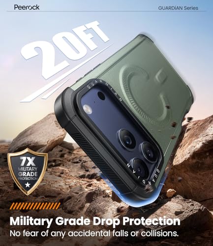 Heavy Duty for iPhone 17 Pro Max Case, [20FT Military Grade Drop Protection] Dual-Layer Shockproof Protective Phone Case, Fit for Magsafe, Rugged Tough Durable Cover, Guardian Series - Green - color: Green