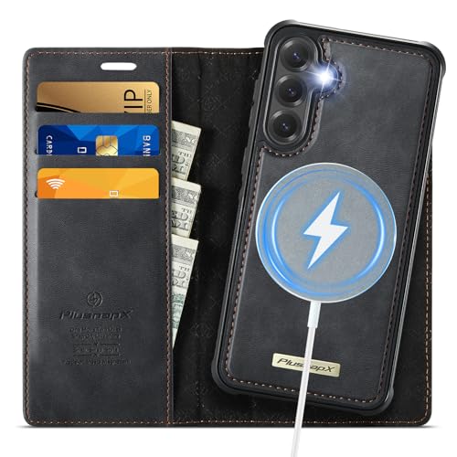 for Samsung Galaxy S26 Plus 2in1 Detachable Wallet Case, Black | Compatible with Magsafe, Magnetic, RFID Blocking Card Holder, Shockproof, Kickstand, Wireless Charging, PU Leather Flip Cover - color: (Detachable 2 in 1)-Black, size: Galaxy S26 Plus