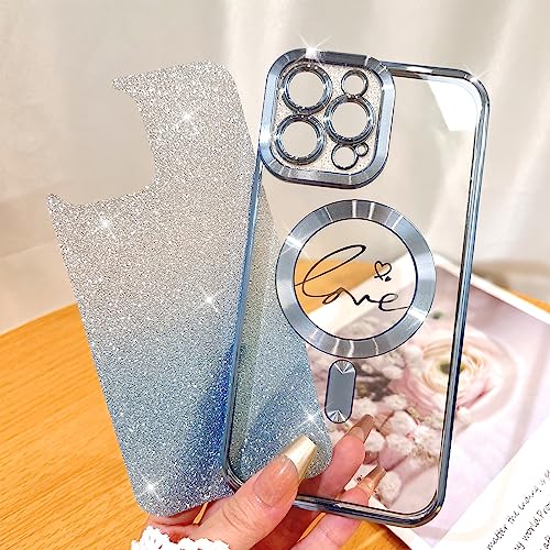 Fiyart Magnetic for iPhone 14 Pro Max Case Glitter Women Girls 6.7"-Blue - color: Blue, size: iPhone 14 Pro Max