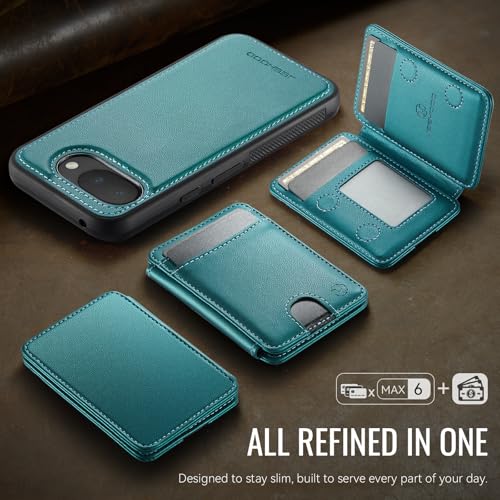 Wallet Case for Google Pixel 10a Compatible with MagSafe for Men Women, 2 in 1 Detachable Magnetic Phone Case with Card Holder Kickstand RFID Blocking for Pixel 10a (Green) - color: Green