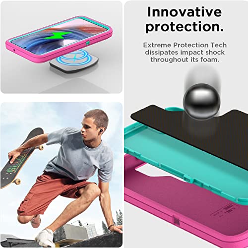 AICase for Galaxy S23 Case with Detachable Anti-Lost Hand Strap/Wristband,Heavy Duty Drop Protection Full Body Rugged Shockproof/Dust Proof 3-Layer Military Protective Durable for Samsung S23 6.1"_6 - color: Pink/aqua blue+Lilac Purple Anti-lost wristband