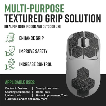 Dragon Grips Black Rubber Grip Tape - 25 Precut 1" Hex Griptape Stickers (Pack of 2), Non-Slip Adhesive for Cell Phones, Controllers, Guns, and Mouse Grip Tape, Rubberized Durable Texture, Made in USA - color: Black, size: 1" - 25pc 2 pack