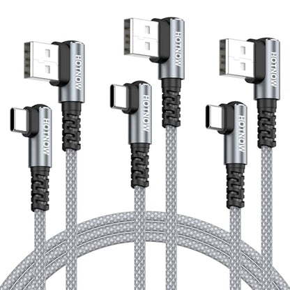 Short Right Angle USB C Cable 3FT 3Pack, USB to USB C Cable 90 Degree - color: Grey+White, size: 3FT
