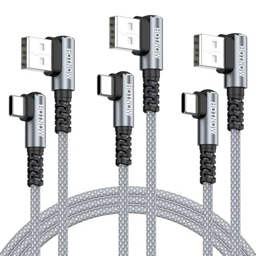 Short Right Angle USB C Cable 3FT 3Pack, USB to USB C Cable 90 Degree - color: Grey+White, size: 3FT