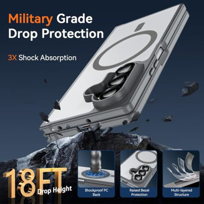 Hensinple for Samsung Galaxy Z Fold 8 Ultra Case,Z Fold8 Ultra| Z Fold 7 Case [Compatible with MagSafe] Translucent Matte Military Grade Protection Shockproof Rugged Magnetic Phone Cover(Gray) - color: Z Fold 8 Ultra-Gray, size: Galaxy Z Fold 8 Ultra| Z F