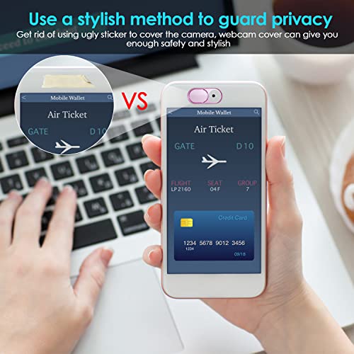 HKDGYHON Webcam Cover, Camera Cover Slide, 0.027in Ultra-Thin Metal Camera Cover for Laptop, PC, MacBook, iMac, iPad, iPhone, Smartphone, Web Camera Protect Your Privacy (Black/Pink/Silver-12 Pack) - color: Black/Pink/Silver - 12 Pack