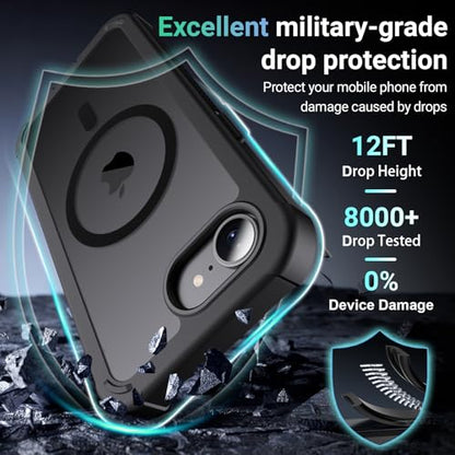 jaroco Magnetic for iPhone 17e Case& iPhone 16e Case Black | Compatible with MagSafe,Military Grade Drop Protection,Translucent Matte,Non-Slip,Shockproof 2-Layer Durable Bumper Case - color: Black, size: iPhone 17e/16e
