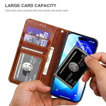 Bocasal Detachable Wallet Case Card Holder for iPhone 17, Brown | RFID Blocking Kickstand Card Slots Holder PU Leather Magnetic Shockproof Wrist Strap Removable Flip Protective Cover 6.3 inch - color: Brown
