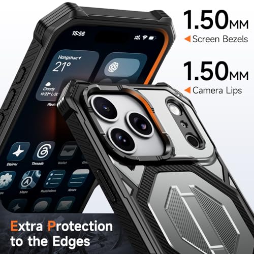 for iPhone 17 Pro Max Case with Kickstand, [15FT Military-Grade Drop Protection] [Compatible with MagSafe] Rugged Shockproof Heavy Duty Magnetic iPhone 17 Pro Max Phone Case Cover (Gray) - color: Gray