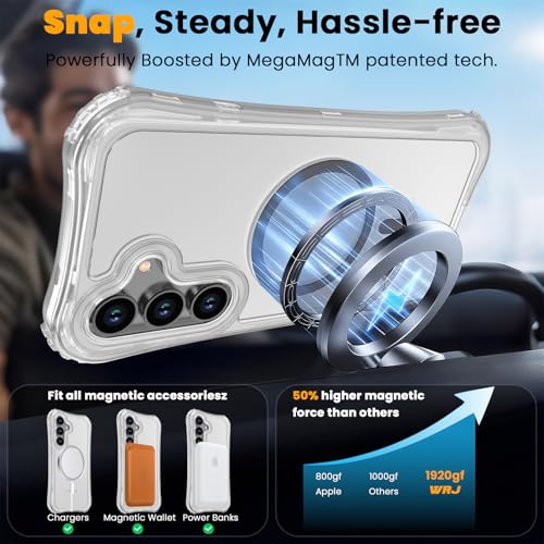 WRJ Magnetic Matte for Samsung Galaxy S26 FE Case,Samsung S25 FE Case [Fit for MagSafe][Military Grade Drop Protection] Translucent Shockproof Protective Phone Case-Clear - color: Clear, style: Matte