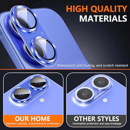 Suoman for iPhone 16/16 Plus Camera Lens Protector, 9H Tempered Glass Film - color: Ultramarine