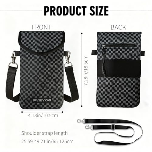 Neoprene Phone Sleeve Pouch Case Bag for Men Women w/Crossbody Strap/Neck Lanyard for iPhone 17/16/15/14 Pro Max, Samsung S25，Pixel 10 - color: Dark Gray Textured