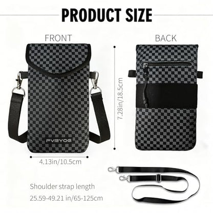 Neoprene Phone Sleeve Pouch Case Bag for Men Women w/Crossbody Strap/Neck Lanyard for iPhone 17/16/15/14 Pro Max, Samsung S25，Pixel 10 - color: Dark Gray Textured
