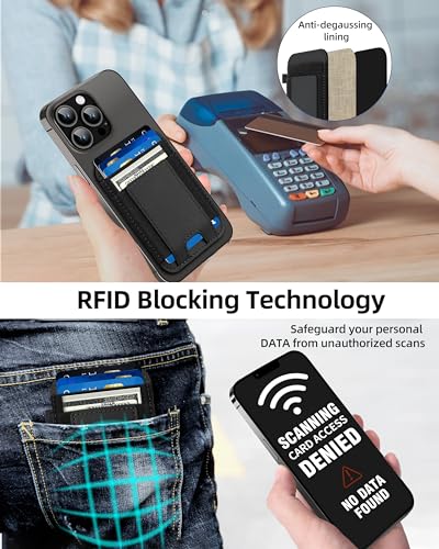 For Magsafe Wallet, 7 Card Holder, RFID Blocking, Strongest Magnet | Magnetic Wallet for iPhone 17/16/15/14/13/12 Series, for Magsafe Card Holder with 2 Card Slots, Vegan Leather, Slim, Black - color: Black