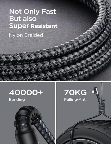 AINOPE 2 pac 1M Nylon Braided USB C Charging Cable Compatible with Galaxy S21+ Ultra, iPad mini/Air/Pro, Pixel 6X - color: Space Grey, size: 3.3FT+3.3FT