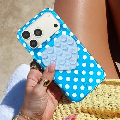 Velvet Caviar Suction Cup Phone Case Mount Compatible with MagSafe Devices Only - Magnetic Silicone Sticky Phone Grip Holder for iPhone Back of Phone - Mirror Gripper (Cotton Candy Blue Heart) - color: Cotton Candy Heart