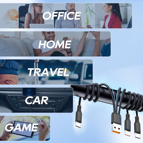 UCEC USB C Multi Charging Cable, 3 in 1 Braided Nylon USB-C Splitter