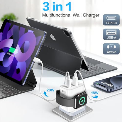iSeekerKit for A-pple Watch Charger, 20W USB Fast Charging Block - color: 3-in-1 Charger