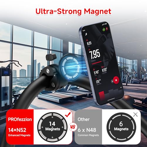 PROfezzion Gym Fitness Magnetic Phone Mount for MagSafe, Heavy Duty Clamp