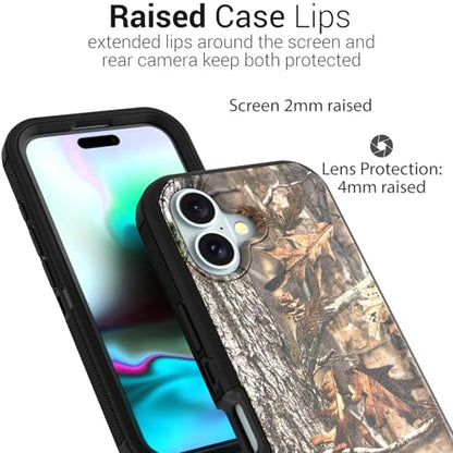 CoverON Rugged Designed for Apple iPhone 16 Case, Heavy Duty Constuction Military Grade A Etched Grip Hybrid Rigid Armor Skin Cover Fit iPhone 16 Phone Case - Camo - color: Camouflage