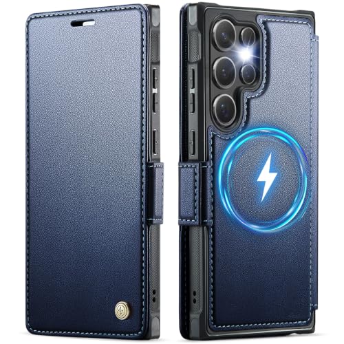 for Galaxy S24 Ultra Slim Wallet Case Wireless Charging, Deep Blue - color: Deep Blue, size: Samsung Galaxy S24 Ultra