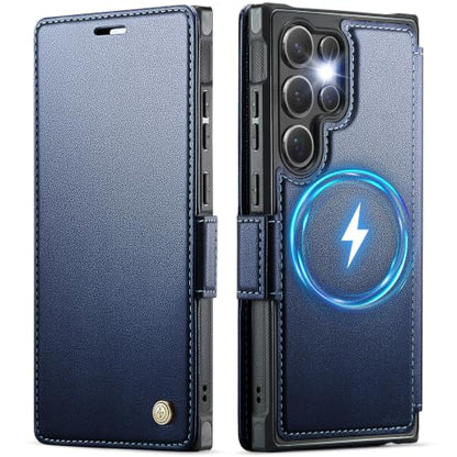 for Galaxy S24 Ultra Slim Wallet Case Wireless Charging, Deep Blue - color: Deep Blue, size: Samsung Galaxy S24 Ultra